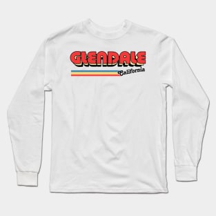 Glendale, CA \/\/\/\ Retro Typography Design Long Sleeve T-Shirt